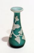 Stevens & Williams cameo glass miniature vase with ridged everted rim, tapering body "Convolvulus"