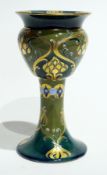 Moorcroft Macintyre "Dahlia" green and gold pedestal goblet designed by William Moorcroft, slip-