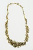 Modern silver gilt overlay circle-pattern graduated collarette necklace