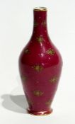 Limoges porcelain vase, tall ovoid with slender neck, pink ground and decorated with gold relief