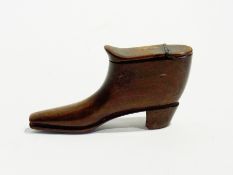 Victorian snuff box, probably boxwood, in the form of a lady's boot
