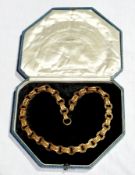 Victorian 15ct gold collarette necklace, rectangular and circular links, all filigree pierced with