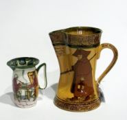 Doulton Seriesware pottery jug, waisted and transfer printed with "Watchman - What of the Night?",