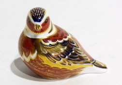 Royal Crown Derby bird pattern imari coloured paperweight, 7cm high