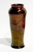Early Moorcroft "Hazeldene" flambe vase of unusual form, shouldered, swollen and tapering, on