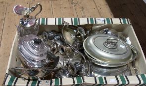 A large quantity of silver plate to include:- candlesticks, teapot, candlestick holder and other