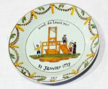 18th century French faience dish "Mort de Louis XVI, 21st Janvier 1793", the execution of Louis XVI,