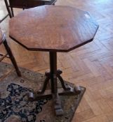 Antique oak occasional table on quatrefoil supports, 24cm wide