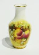 Royal Worcester porcelain vase painted with peaches and grapes, by Brian Cox, signed, pattern number