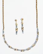 18ct white, yellow gold coloured metal and diamond necklace (probably 18k), of white gold diamond