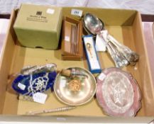 A quantity of silver plate to include:- wine pourer, nutcracker, silver spoons and other items (1