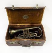 Besson & Co Class A silver-plated cornet in leather case