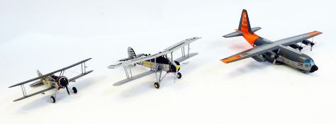 A quantity of model aircraft to include:- Corgi Hercules No.C130, a Corgi Gladiator and a Corgi
