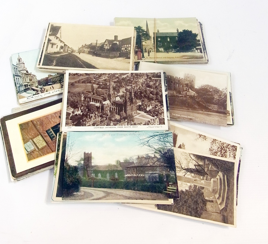 Assorted early twentieth century postcards of the Midlands, Hereford, Leicester, Staffordshire,