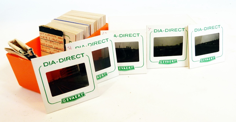 A quantity of assorted slides on transport to include:- trains, railways, trams, a quantity cine