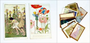 A quantity of C.W.Faulkner & Co Ltd postcards depicting fairies, etc. and assorted other postcards