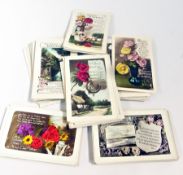 Assorted early twentieth century greetings cards with deckled edges (104 approx.)