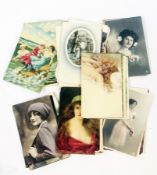 Assorted early twentieth century postcards, Art Nouveau and Glamour images (73 approx.)