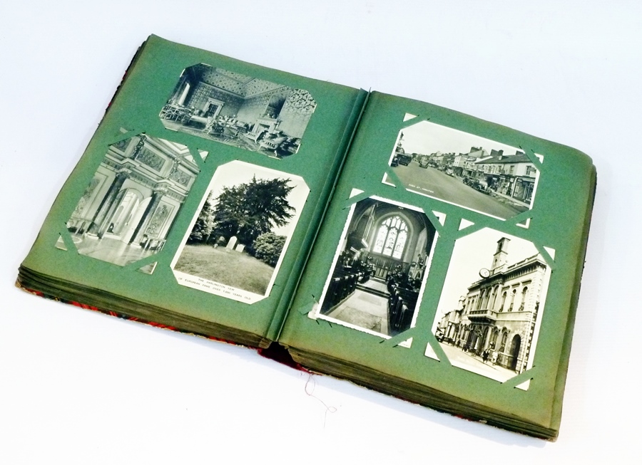 Album containing assortment of mid to late 20th century postcards