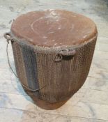 An African skin drum, c. 1910, Kenya, 40cm in diameter, 56cm high