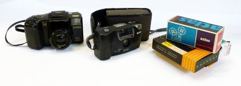 A quantity of miscellaneous camera equipment to include:- a Konica camera, slides, etc.