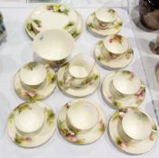 Royal Worcester porcelain part tea service of twenty two pieces viz:- seven teacups, eight