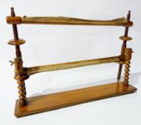 Victorian walnut table-top adjustable tapestry frame on bobbin turned supports and plinth base