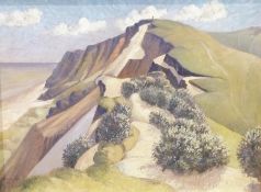 Oil on canvas
C W Twiselton
Landscape with coastal cliff and path, signed and dated '52, 36cm x 48cm