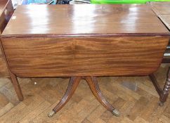 19th century mahogany pembroke table, rectangular with curved corners, double-'D' mould edge, fitted