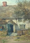 Watercolour drawing 
Unattributed 
Cottage with stone porch, 34 x 23.5cm