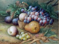 Watercolour
J S Savile 
Still life, fruit, 24cm x 33cm approx.