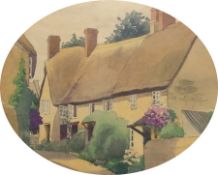 Watercolour drawing 
Thatched cottage 
Watercolour 
Manor House and garden and sundry other pictures