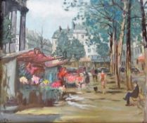 Painted print
after Constantin Kluge 
"Flower Market"