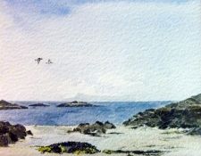 Watercolour drawing
Unattributed 
Rocky beach scene, 24cm x 32cm