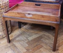 A mahogany butler's tray on stand, on straight supports, 70cm wide