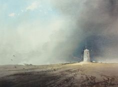 Watercolour
Geoffrey Clarke
"Old Windmill at Milton", landscape under a stormy sky, signed, 33.5cm x