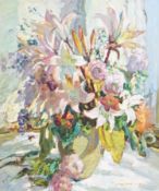 Oil on board
Dorothea Sharp (1874-1955) 
Still-life, flowers in a vase, signed, 60cm x 50cm approx.