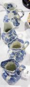 Four Mason's hexagonal blue and white jugs (4)