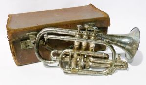 Besson & Co Class A silver-plated cornet in leather case