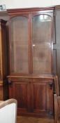 Victorian mahogany library bookcase, pair glazed doors enclosing shelving space above pair