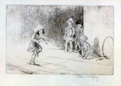 Etching
Eileen Alice Soper (1905-1990) 
"Hopscotch", street scene with children playing, signed in