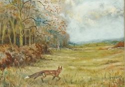 Gouache 
F. Deeks
Rural foxhunting scene, signed, 16 x 22cm and 
Watercolour
N.A. Whittingham