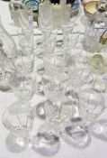 A quantity of clear glass champagne flutes, wines and other assorted glass (17)