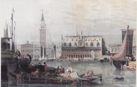 Coloured print 
After Henry Lekuex 
"The City of Venice"