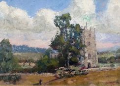 Oil on board
John Hall
"St Peter's Church, Winchcombe", signed and dated 1980, 23cm x 33cm