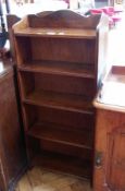 A modern oak five-tier bookcase, 45cm wide together with another, larger, 61cm wide (2)