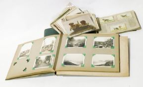 Two albums of old photographs and quantity postcards and cigarette cards