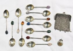 A set of 1920's Liberty & Co silver coffee spoons, with coloured stone finials, marked Birmingham