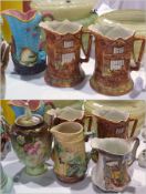 Two Price cottageware jugs, a majolica jug, two others jugs and a coloured vase (6)