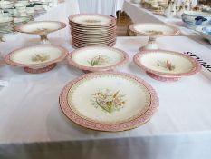 Victorian Royal Worcester porcelain dessert service, No.8792, overglaze painted in heather and